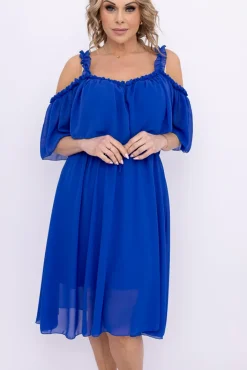 Włoski Chabrowa Sukienka szyfonowa SEMENTIA