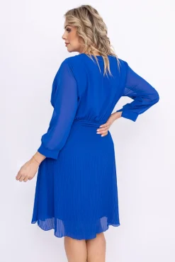 Włoski Chabrowa Sukienka szyfonowa plisowana SEGIA