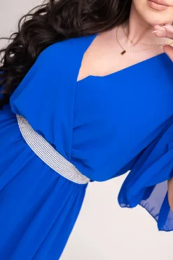 Włoski Chabrowa Sukienka szyfonowa z paskiem SEMELIA