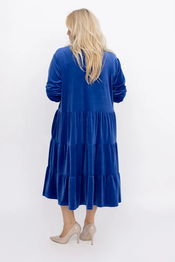 Włoski Chabrowa Sukienka welurowa SARIEN