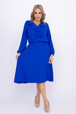 Włoski Chabrowa Sukienka z żabotem BELIAMI