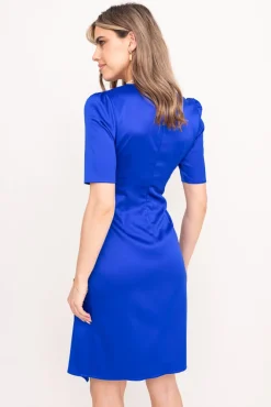 Polski Chabrowa Sukienka z falbaną TEGIA