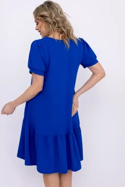 Włoski Chabrowa Sukienka z falbaną DOLIEN