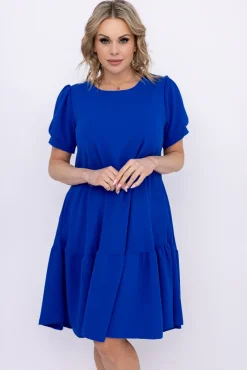 Włoski Chabrowa Sukienka z falbaną DOLIEN