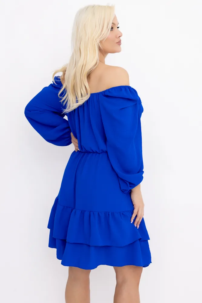 Włoski Chabrowa Sukienka z falbanami KARIENTO