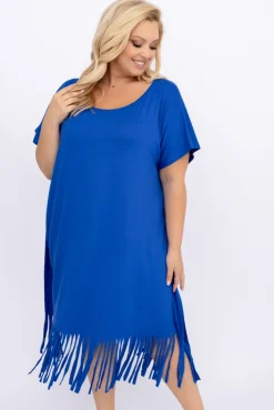 Polski Chabrowa Sukienka z frędzlami RIVINO