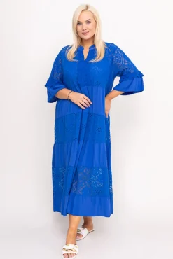 Włoski Chabrowa Sukienka z haftem VERDINA