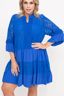 Włoski Chabrowa Sukienka z haftem TULUZI