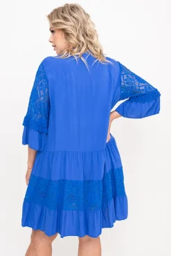 Włoski Chabrowa Sukienka z haftem TULUZI