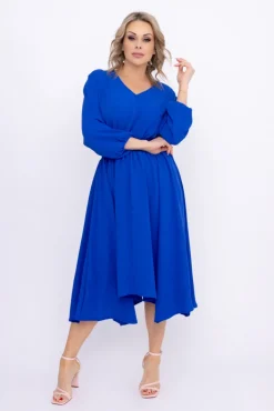 Polski Chabrowa Sukienka z marszczeniem MILIO