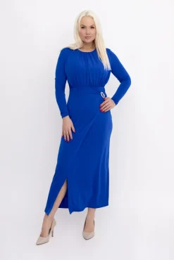 Włoski Chabrowa Sukienka z marszczeniem ZOLIA