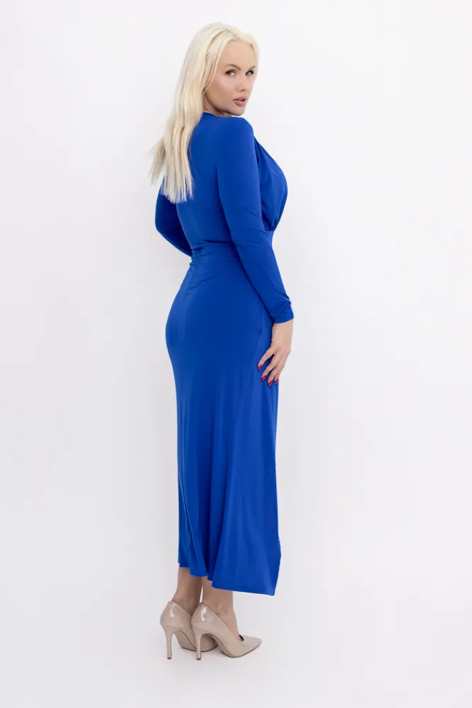 Włoski Chabrowa Sukienka z marszczeniem ZOLIA