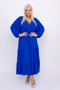 Włoski Chabrowa Sukienka z rozcięciem TERUMI