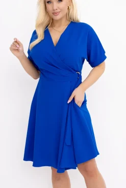 Włoski Chabrowa Sukienka z wiązaniem DARKIA