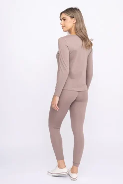 Damskie Polski Ciemnobeżowa Bluzka sportowa z długim rękawem SPINTI