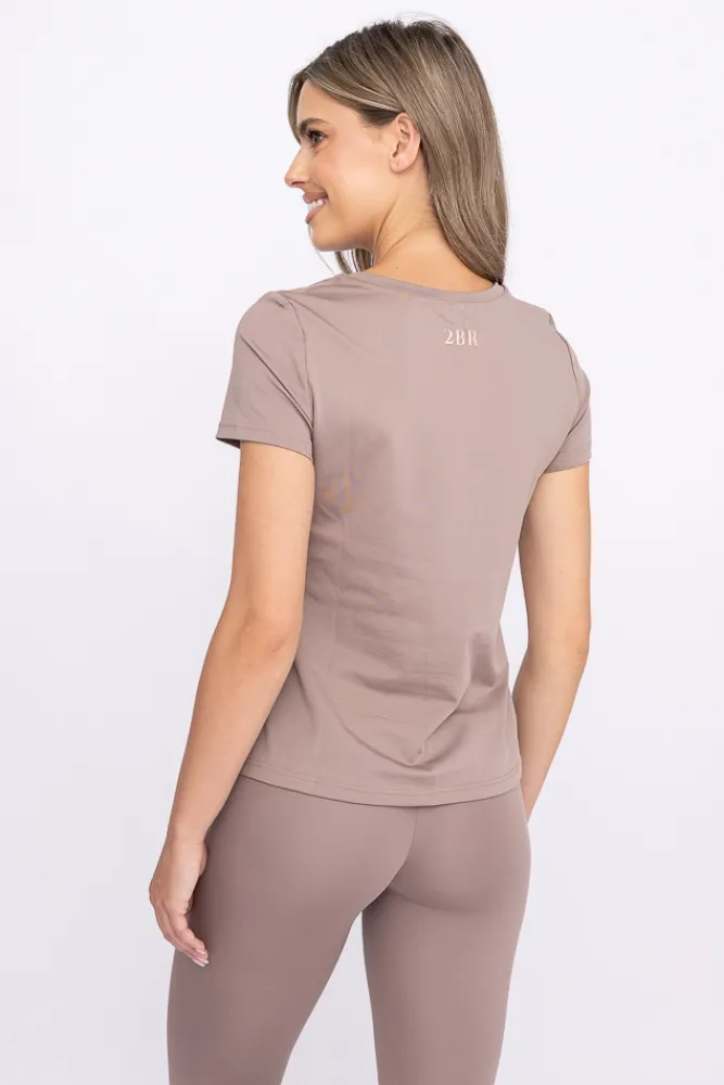 Damskie Polski Ciemnobeżowa Bluzka sportowa z krótkim rękawem SPINTI