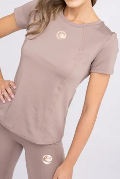 Damskie Polski Ciemnobeżowa Bluzka sportowa z krótkim rękawem SPINTI