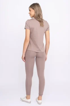 Damskie Polski Ciemnobeżowa Bluzka sportowa z krótkim rękawem SPINTI