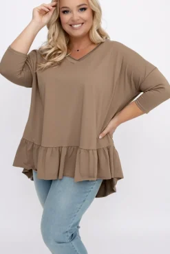 Damskie Włoski Ciemnobeżowa Bluzka VEBERO