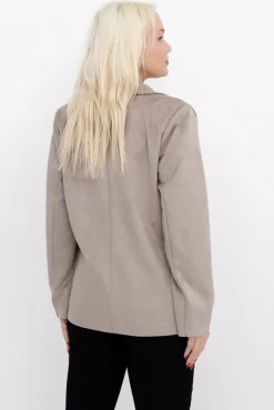 Włoski Ciemnobeżowa Marynarka zamszowa SALINEA