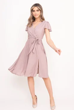 Polski Ciemnobeżowa Sukienka brokatowa GENVELI