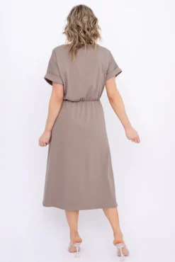Włoski Ciemnobeżowa Sukienka MARISTA