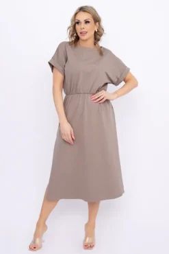 Włoski Ciemnobeżowa Sukienka MARISTA