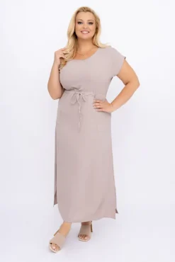 Polski Ciemnobeżowa Sukienka PIRMENO