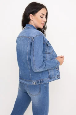 Damskie Włoski Ciemnoniebieska Kurtka jeansowa ZAINA