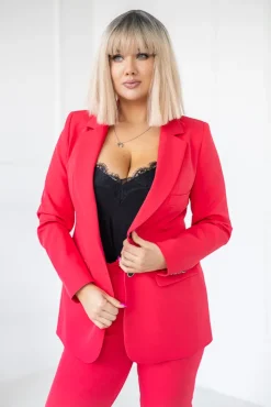 Damskie Polski Ciemnoróżowa Marynarka jednorzędowa TENZI