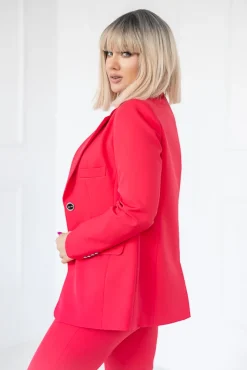 Damskie Polski Ciemnoróżowa Marynarka jednorzędowa TENZI