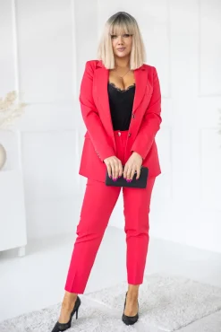 Damskie Polski Ciemnoróżowa Marynarka jednorzędowa TENZI