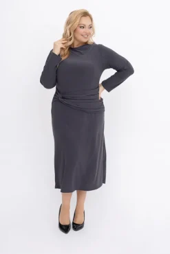 Włoski Ciemnoszara Sukienka ENKARTO