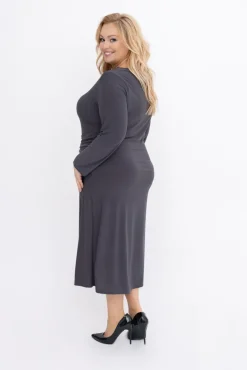 Włoski Ciemnoszara Sukienka ENKARTO