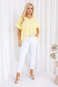 Damskie Włoski Cytrynowa Bluzka DESTIMI