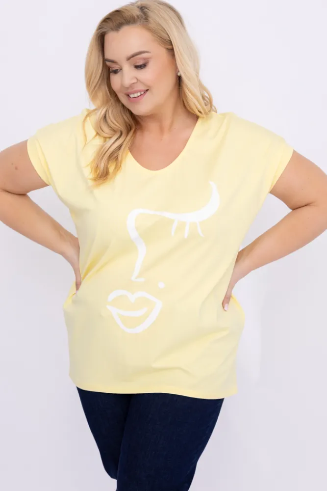 Damskie Włoski Cytrynowa Bluzka REZINO