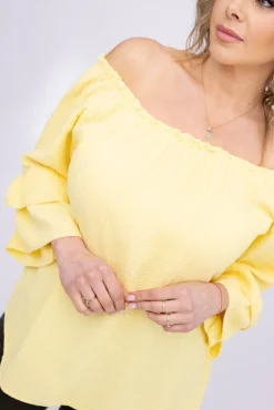 Damskie Włoski Cytrynowa Bluzka z falbanami PARFI