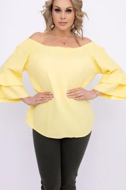 Damskie Włoski Cytrynowa Bluzka z falbanami PARFI