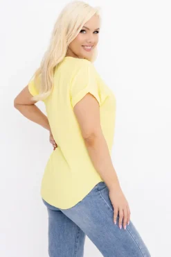 Damskie Włoski Cytrynowa Bluzka z wisiorkiem FAIRY