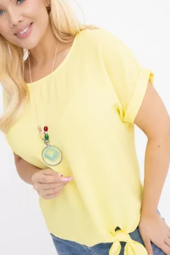 Damskie Włoski Cytrynowa Bluzka z wisiorkiem FAIRY