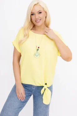Damskie Włoski Cytrynowa Bluzka z wisiorkiem FAIRY