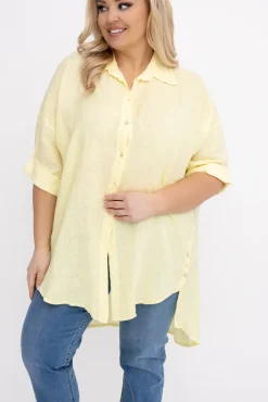 Damskie Włoski Cytrynowa Koszula lniana LOGARIO