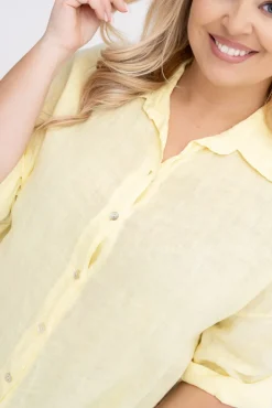 Damskie Włoski Cytrynowa Koszula lniana LOGARIO