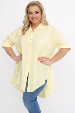Damskie Włoski Cytrynowa Koszula lniana LOGARIO
