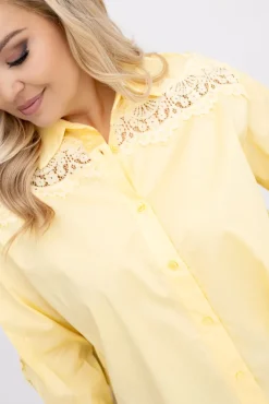 Damskie Włoski Cytrynowa Koszula z koronką SENRI