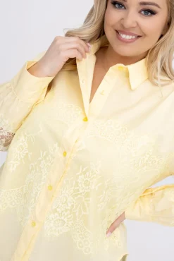Damskie Włoski Cytrynowa Koszula z koronką IRIEN