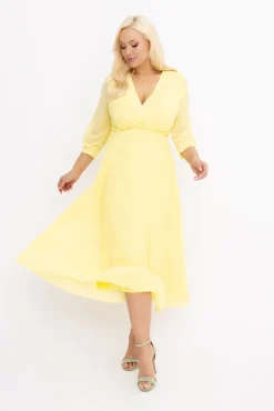Włoski Cytrynowa Sukienka plisowana KEMELI