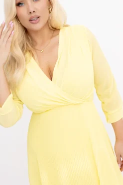 Włoski Cytrynowa Sukienka plisowana KEMELI