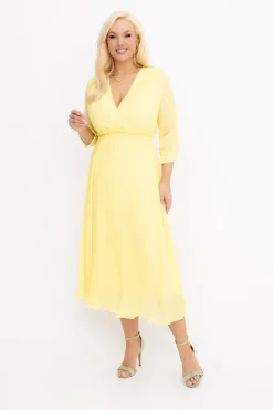 Włoski Cytrynowa Sukienka plisowana KEMELI