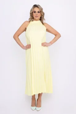 Włoski Cytrynowa Sukienka plisowana JAKARTA